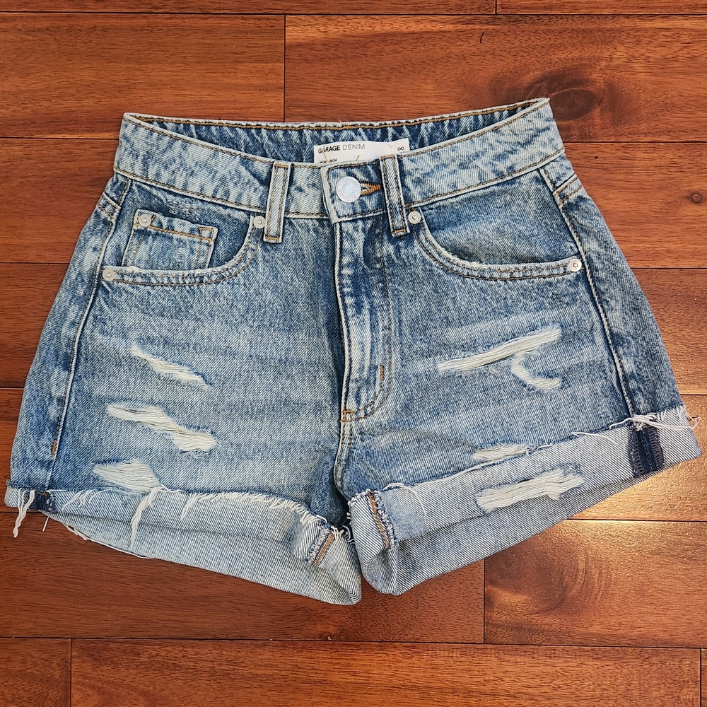 Garage Distressed Blue Jean Shorts